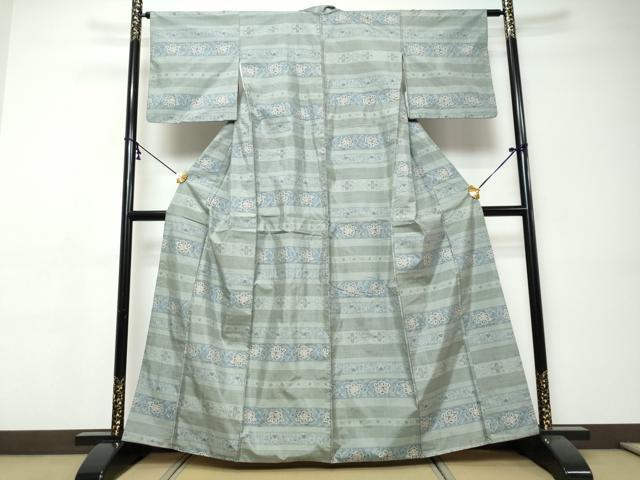 平和屋着物●本場大島紬 総絣 横段更紗花文 正絹 逸品 DABI9454ud