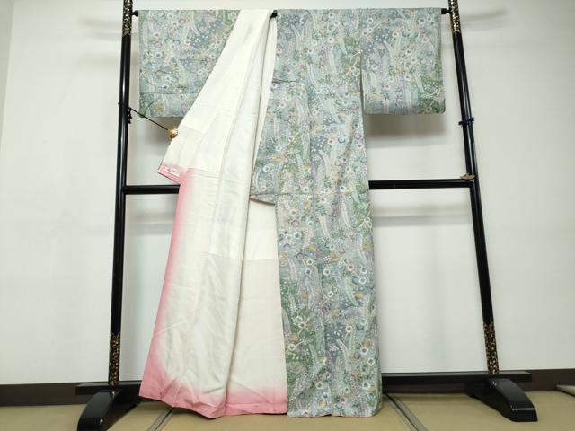 平和屋着物●上質な小紋 草花文 金彩 やまと誂製 正絹 逸品 DABI9458ud