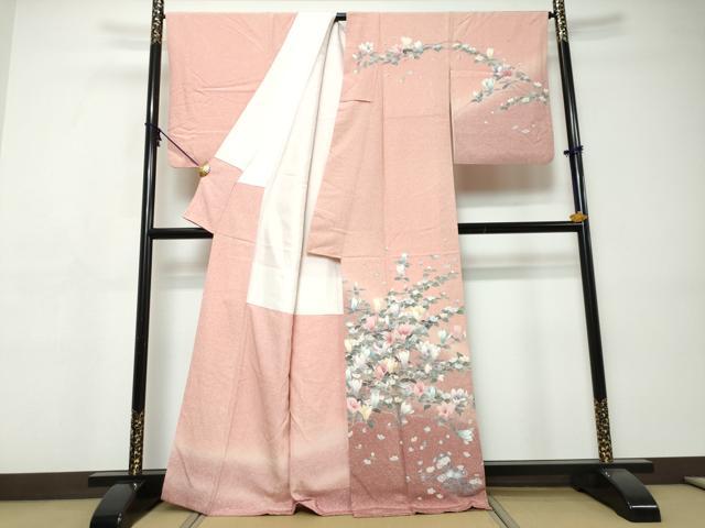 平和屋着物●訪問着 友禅 草花文 暈し染め 正絹 逸品 DABI9459ud