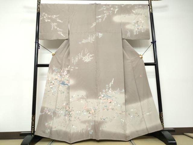 平和屋着物●訪問着 友禅 作家物 風景花文 暈し染め 正絹 逸品 DABI9462ud