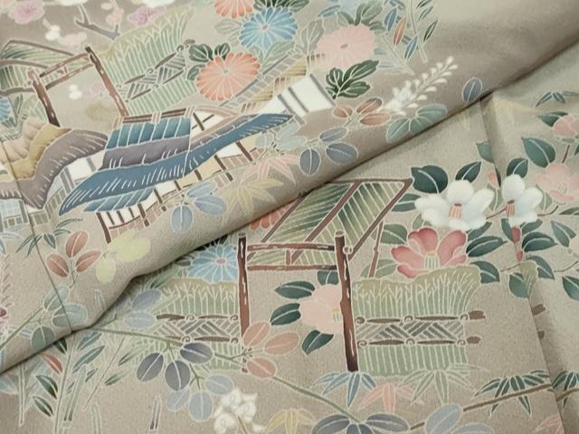 平和屋着物●訪問着 友禅 作家物 風景花文 暈し染め 正絹 逸品 DABI9462ud