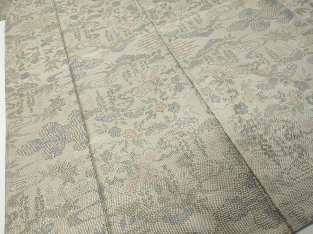 平和屋着物▼本場大島紬 流水草花文 小田急百貨店扱い 正絹 逸品 未使用 DABI9478ud