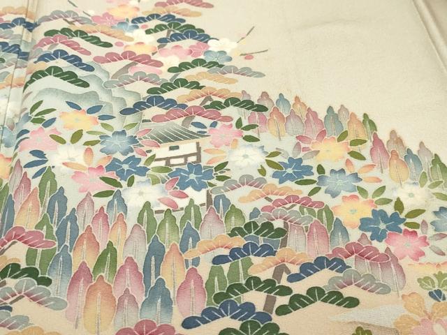 平和屋着物●本加賀友禅作家 鶴見保次 色留袖 風景樹林文 暈し染め 正絹 逸品 DABI9479ud