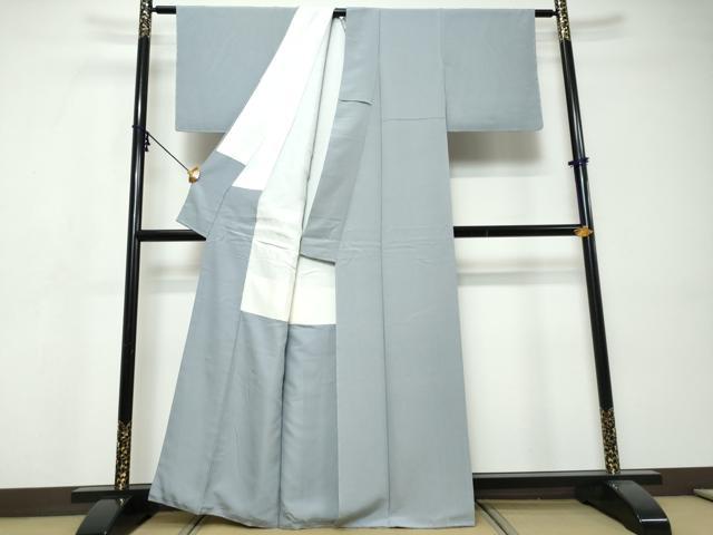 平和屋着物●上質な色無地 紺鼠色 正絹 逸品 未使用 DABI9481ud