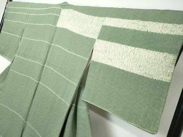 平和屋着物●訪問着 作家物 杢目絞り 横段文 正絹 逸品 DABI9482ud