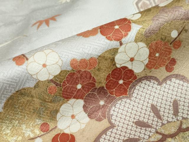 平和屋着物●訪問着 作家物 駒刺繍 雲取り吉祥草花文 金彩 正絹 逸品 DABI9483ud