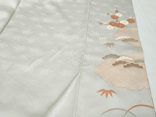 平和屋着物●訪問着 作家物 駒刺繍 雲取り吉祥草花文 金彩 正絹 逸品 DABI9483ud