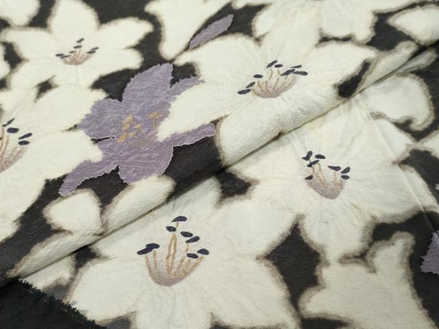 平和屋着物●訪問着 絞り 花尽くし文 黒地 金彩 正絹 逸品 DABI9484ud
