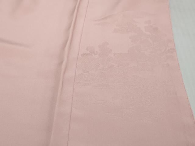 平和屋着物●上質な色無地 人物風景地紋 鴇色 正絹 逸品 DABI9486ud