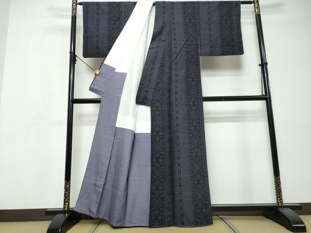 平和屋着物●結城紬 80亀甲 吉祥間道 正絹 逸品 DABI9493ud