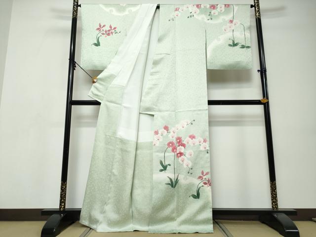 平和屋着物●訪問着 友禅 草花文 正絹 逸品 DABI9496ud
