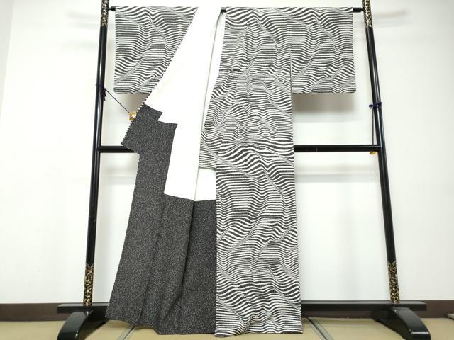 平和屋着物●訪問着 変わり横段文 正絹 逸品 DABI9510ud