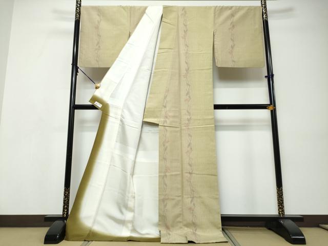 平和屋着物●結城紬 奥順 はたおり娘 100亀甲 飛び亀甲柄 草花間道 やまと誂製 ロング丈 正絹 逸品 DABI9511ud
