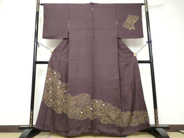 平和屋着物●訪問着 刺繍 道長草花文 金彩 高島屋扱い 正絹 逸品 DABI9521ud
