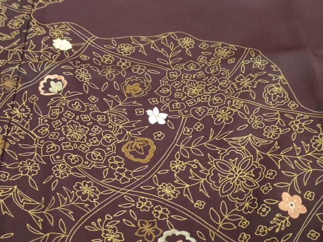 平和屋着物●訪問着 刺繍 道長草花文 金彩 高島屋扱い 正絹 逸品 DABI9521ud