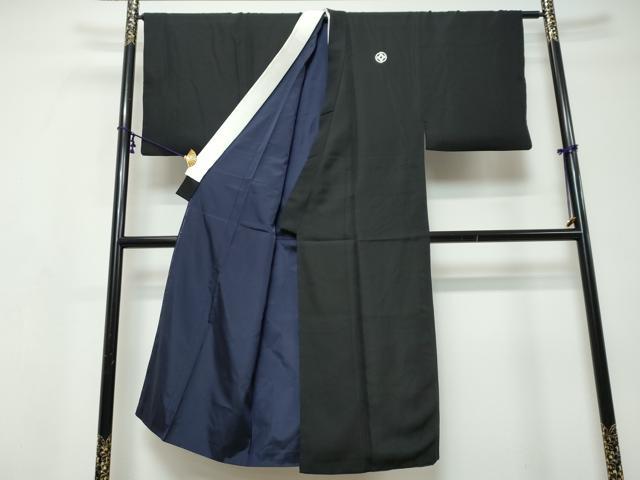平和屋着物●男性 黒紋付 正絹 逸品 DABI9524ud