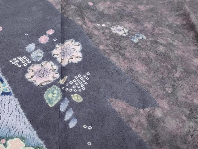 平和屋着物●染織工芸むつろ 辻が花 手描き 絞り 訪問着 辻が花 正絹 逸品 DABI9525ud
