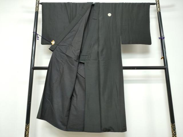 平和屋着物●男性 黒紋付 長羽織セット 正絹 逸品 DABI9528ud
