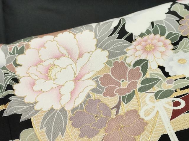 平和屋着物●豪華黒留袖 駒刺繍 花車文 暈し染め 金彩 正絹 逸品 未使用 DABI9537ud