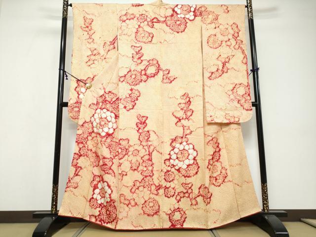 平和屋着物●豪華振袖 総絞り 草花文 正絹 逸品 DABI9540ud
