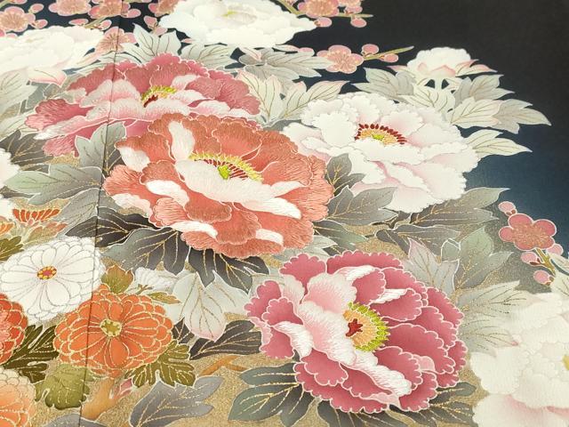 平和屋着物●京友禅の第一人者 松井青々 黒留袖 駒刺繍 草花文 暈し染め 金彩 正絹 逸品 DABI9541ud
