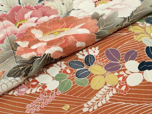 平和屋着物●京友禅の第一人者 松井青々 黒留袖 駒刺繍 草花文 暈し染め 金彩 正絹 逸品 DABI9541ud