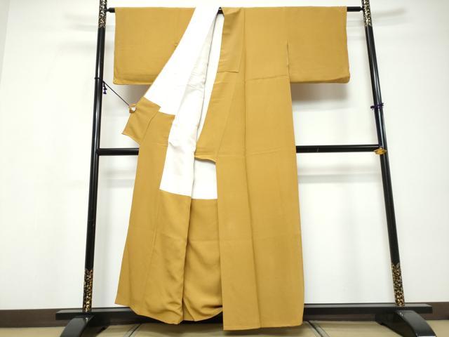 平和屋着物●上質な色無地 山吹茶色 正絹 逸品 DABI9547ud