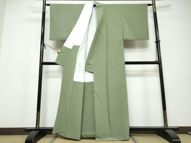 平和屋着物●上質な色無地 柳茶色 正絹 逸品 DABI9552ud