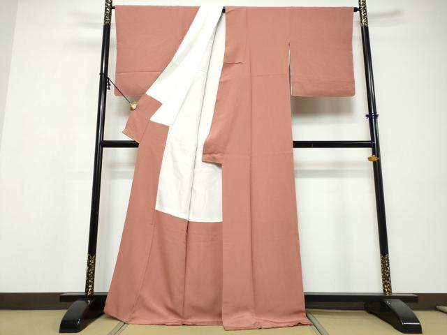 平和屋着物●上質な色無地 浅緋色 正絹 逸品 DABI9553ud