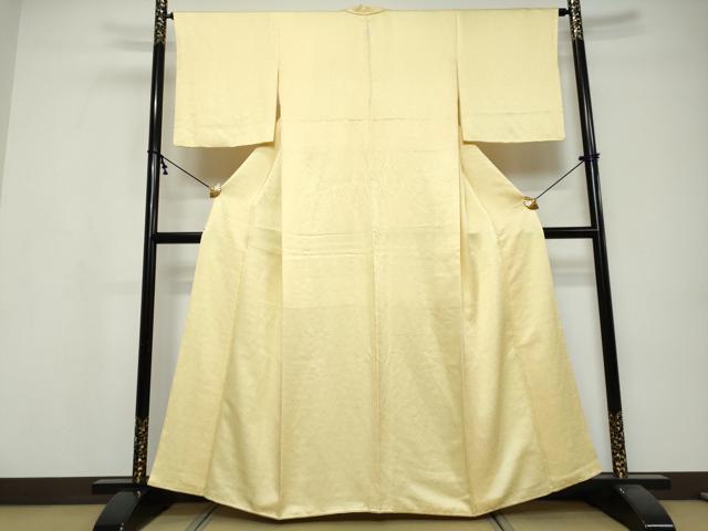 平和屋着物●上質な色無地 草花地紋 蜂蜜色 正絹 逸品 DABI9561ud