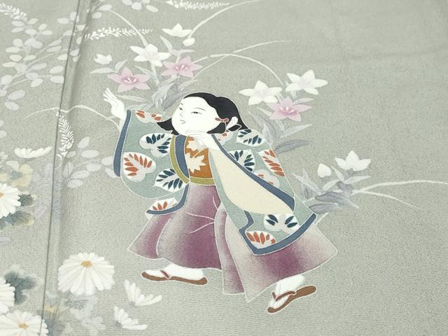 平和屋着物●訪問着 童子遊び 無落款 正絹 逸品 DABI9564ud