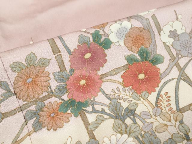 平和屋着物●訪問着 草花文 暈し染め 金彩 正絹 逸品 DABI9565ud