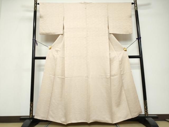 平和屋着物●上質な色無地 芝地紋 薄柿色 正絹 逸品 DABI9569ud