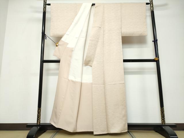 平和屋着物●上質な色無地 芝地紋 薄柿色 正絹 逸品 DABI9569ud
