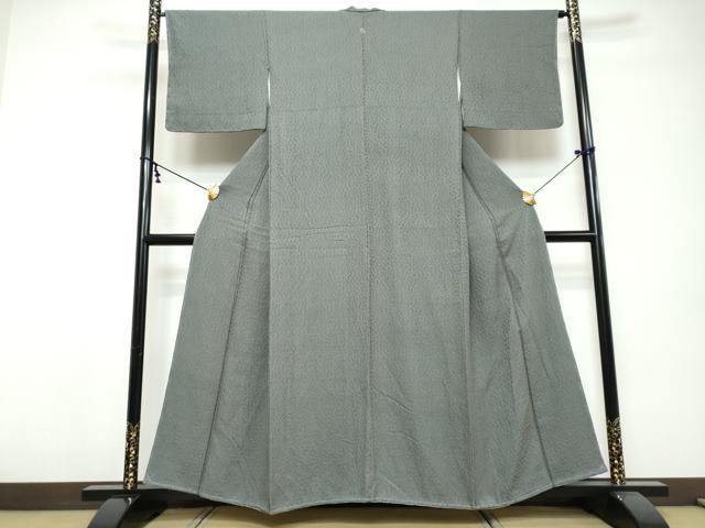 平和屋着物●上質な色無地 総絞り 灰色 正絹 逸品 未使用 DABI9576ud