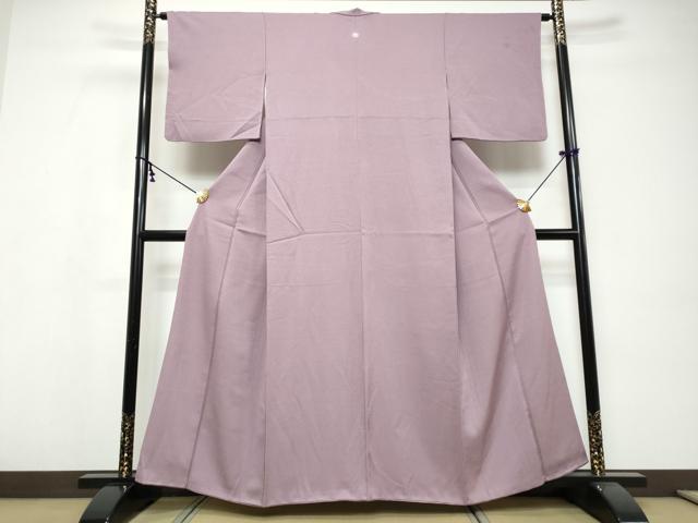 平和屋着物●上質な色無地 霞地紋 薄葡萄色 正絹 逸品 DABI9577ud