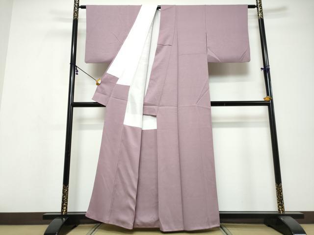 平和屋着物●上質な色無地 霞地紋 薄葡萄色 正絹 逸品 DABI9577ud