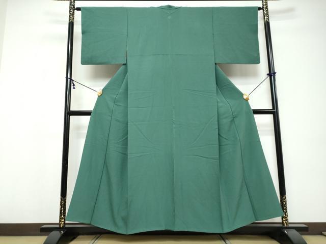 平和屋着物●上質な色無地 木賊色 正絹 逸品 DABI9580ud