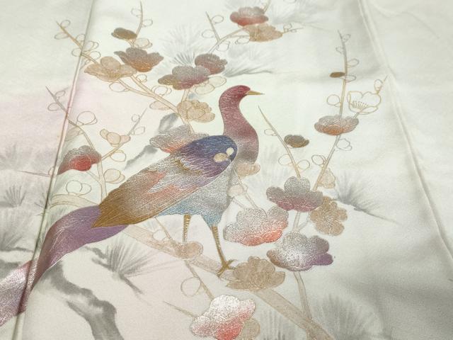 平和屋着物●訪問着 作家物 花鳥文 暈し染め 金銀彩 正絹 逸品 DABI9587ud