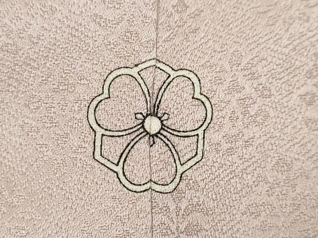 平和屋着物●上質な色無地 作家物 草花地紋 牡丹鼠色 正絹 逸品 DABI9591ud