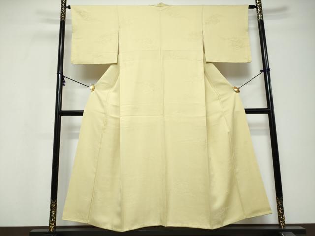 平和屋着物●上質な色無地 扇面草花地紋 蒸栗色 正絹 逸品 DABI9592ud