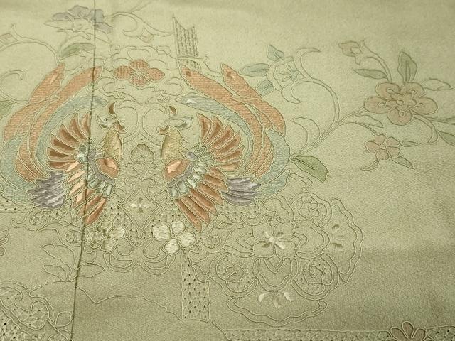 平和屋着物●中国三大刺繍 汕頭刺繍 スワトウ刺繍 総刺繍 訪問着 花鳥文 正絹 逸品 DABI9595ud