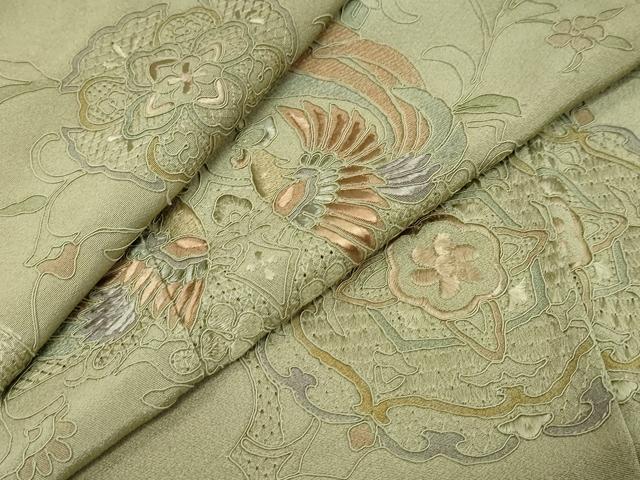 平和屋着物●中国三大刺繍 汕頭刺繍 スワトウ刺繍 総刺繍 訪問着 花鳥文 正絹 逸品 DABI9595ud