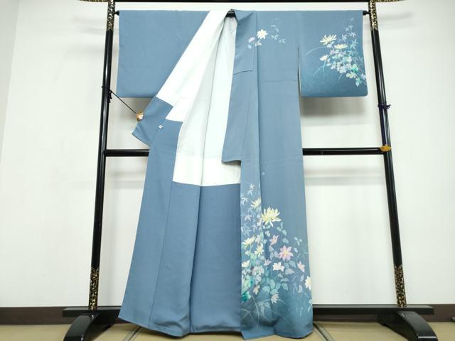 平和屋着物●着物作家 岡本龍三 訪問着 草花文 正絹 逸品 DABI9600ud