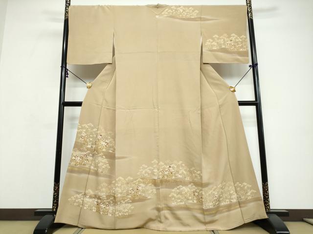 平和屋着物●訪問着 駒刺繍 草花文 暈し染め 金彩 正絹 逸品 DABI9602ud