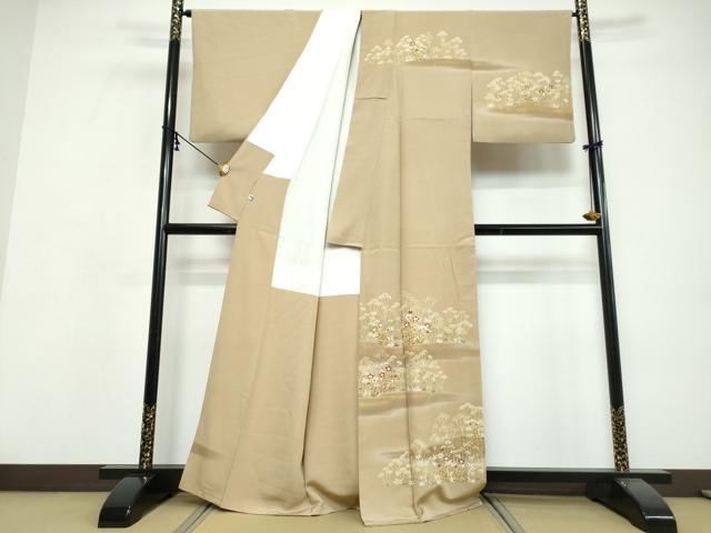平和屋着物●訪問着 駒刺繍 草花文 暈し染め 金彩 正絹 逸品 DABI9602ud