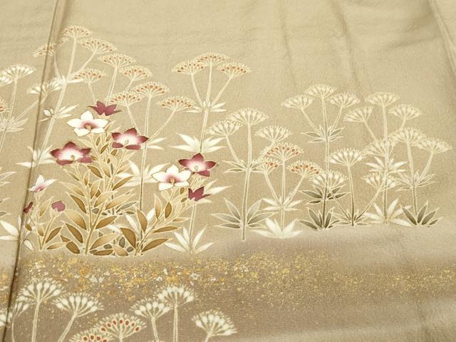 平和屋着物●訪問着 駒刺繍 草花文 暈し染め 金彩 正絹 逸品 DABI9602ud