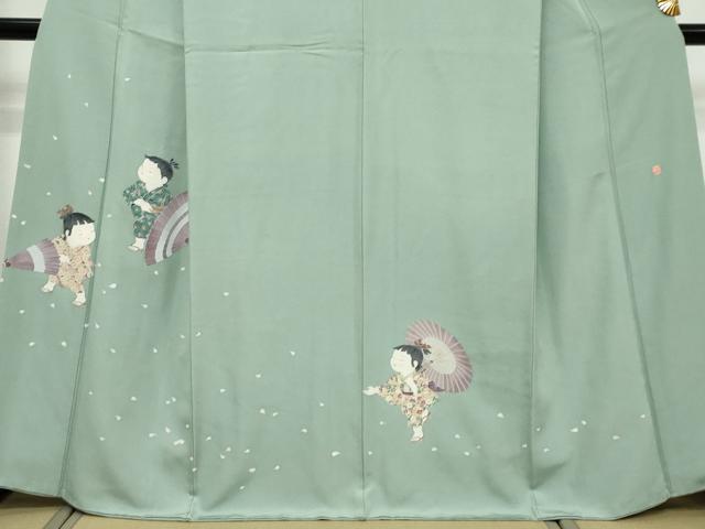 平和屋着物●訪問着 友禅 作家物 童子遊び 正絹 逸品 DABI9637ud