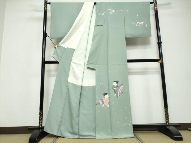 平和屋着物●訪問着 友禅 作家物 童子遊び 正絹 逸品 DABI9637ud