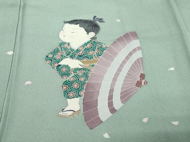 平和屋着物●訪問着 友禅 作家物 童子遊び 正絹 逸品 DABI9637ud